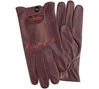 Guantes de conducción de cuero sin forro para hombre estilo retro vintage hechos de suave piel de vacuno, cordón clásico 4 agujeros para nudillos, guantes en 6 colores diferentes (Burdeos, XL)