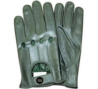 Guantes de Conducción de Cuero Sin Forro Para Hombre Estilo Retro Vintage Hechos de Suave Piel de Vacuno Cordón Clásico 4 Agujeros Para Nudillos, Guantes en 6 Colores Diferentes (Verde XXL)