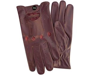 Guantes de conducción de cuero sin forro para hombre estilo retro vintage hechos de suave piel de vacuno, cordón clásico 4 agujeros para nudillos, guantes en 6 colores diferentes (Burdeos, XL)