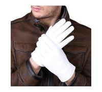 Guantes de Conducción de Piel Guantes de cuero blancos for mujer y hombre, con botones sólidos en la muñeca, piel cordero conducir(XL)