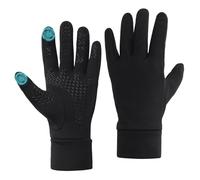 Guantes de correr para hombre, forro cálido, guantes térmicos, guantes antideslizantes con pantalla táctil para mujer, guantes deportivos para caminar, montar, conducir, ciclismo (Negro, L)