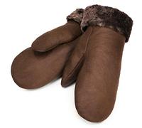 Guantes de Cuero con Lana de Cordero de CHRIST - Manoplas térmicas Unisex para el frío de Piel de Borrego para el Invierno, Hombre o Mujer, en marrón Claro, Talla 8