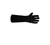 Guantes de cuero de doble capa para manejo de mascotas para protección antiarañazos y antimordeduras, guantes de trabajo gruesos resistentes al desgarro para aseo, baño de gatos y perros (color negro