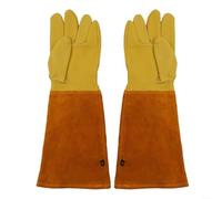 Guantes de cuero diseñados para poda y gestión de plantas al aire libre con parte trasera de piel de oveja de palma de vaca y puño extendido para cobertura del brazo (M)