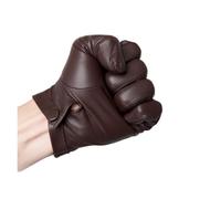 Guantes de cuero finos sin forro for hombre, con botones en la muñeca, ajustados, cálidos for conducir invierno y pantalla táctil(Brown silk lining,N-1pcs)