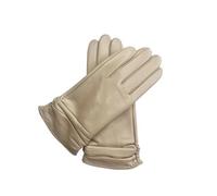 Guantes de cuero invierno for mujer, cálidos, forrados terciopelo, for exteriores, ciclismo, conducción, motocicleta, guantes a prueba viento Para Deportes Al Aire Libre(Light Khaki,L)