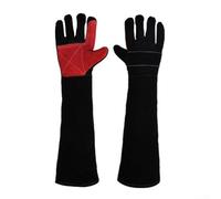 Guantes de cuero para el cuidado de mascotas con agarre antideslizante, protegen las manos de arañazos y mordeduras mientras se asean (negro, 60 cm)