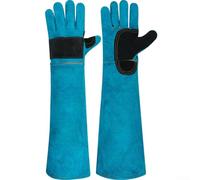 Guantes de cuero para manejo de animales, 60 cm de largo, guantes de prueba para entrenamiento de perros, gatos, reptiles, cuidado de pájaros, guantes de trabajo protectores de cuero vacuno grueso
