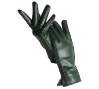 Guantes De Cuero Para Mujer Guantes De Piel De Oveja For Mujer, Cálidos For Invierno, Además De Terciopelo, Cortos, Finos, For Conducir, Color, Guantes De Cuero For Mujer Para Mujer(Dark green,6.5)