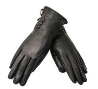 Guantes de cuero sencillos y cálidos for mujer, mitones invierno for, guantes ante negro for Para Conducir(7.5)