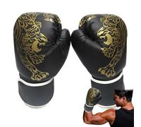 Guantes De De Boxeo De Combate Profesional - Cuero PU Negro Patrón Tigre, Guantes De Tailandia Para Entrenamiento, Equipo De Kickboxing Ventilado Para Hombres, Guantes De Boxeo Robustos | Equipo