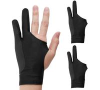 Guantes de dibujo artístico de 2 piezas, 3 capas, 2 dedos guante digital para diestros y zurdos, protección contra la suciedad y las teclas de accidente, para tableta gráfica, croqu, tableta