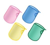 Guantes de ducha, 4 guantes exfoliantes reutilizables - Manoplas reutilizables, secado rápido, masaje delicado, lavable, niña, niño, viaje, baño, cepillado en seco