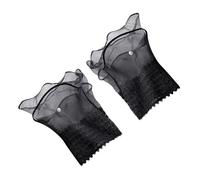Guantes de encaje para mujer, con perlas adornadas en capas, de malla, transpirables, a la moda, accesorios de ropa, guantes de malla, mangas de mano falsas, Negro, Talla única