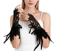 Guantes de encaje sin dedos para mujer, guantes de plumas para cosplay, disfraz de muñeca para fiestas, mujeres y niñas, creadoras de contenido, actuaciones escénicas, disfraces de Halloween, fiestas