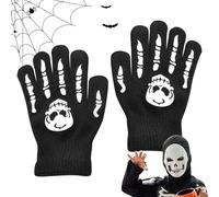 Guantes de esqueleto de Halloween,Guantes de ciclismo de esqueleto | de ciclismo con calavera que brillan en la oscuridad para niños - Manoplas cálidas de calavera de Halloween para correr, ha