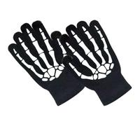 Guantes de Esqueleto Halloween Brillantes 1 Par en Fibras Acrílicas | Patrón de Hueso Impreso, Efecto Luminoso Oscuridad, Protección de Manos, para Entrenamiento y Mascarada