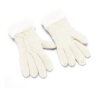Guantes de esquí genéricos para hombre de invierno para mujer, de punto y terciopelo grueso con estampado cálido para otoño e invierno (guantes para adultos) (White, One Size)