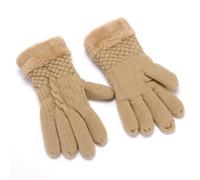 Guantes de esquí genéricos para hombre de invierno para mujer, de punto y terciopelo grueso con estampado cálido para otoño e invierno (guantes para adultos) (Beige, One Size)