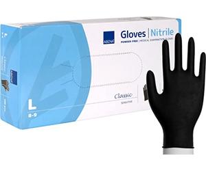 Guantes de examen, ABENA Classic Sensitive, L, negro, nitrilo, sin polvo