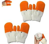 Guantes de ganso tontos, guantes de ganso de invierno, divertidos guantes de ganso tontos, guantes de punto lindos de invierno, guantes multicapa para clima frío, mujeres y niñas, Naranja, 3 pares
