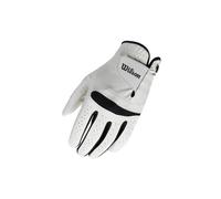 Wilson Feel Plus Guante de Golf para Hombre, Hecho con Cuero de Calidad, Agarre Mejorado y Control del Sudor, Color: Blanco/Negro, Talla: ML (Mano Derecha)