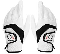Guantes de golf para hombre izquierdo y derecho, con marcadores de bola, cuero Cabretta Weathersof Valor, guantes de golf para hombres, agarre de lluvia, duradero, flexible, cómodo (negro/blanco, ML)