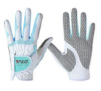 Guantes de golf PGM para mujeres, 1 par (4 opciones de color), sistema de agarre mejorado, fresco y cómodo, Large, Blanco/Azul