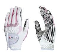 Guantes de golf PGM para mujeres, 1 par (4 opciones de color), sistema de agarre mejorado, fresco y cómodo, Large, Blanco/Rosado