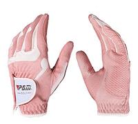 Guantes de golf PGM para mujeres, 1 par (4 opciones de color), sistema de agarre mejorado, fresco y cómodo, Medium, Rosado/Blanco