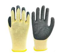 Guantes de goma aislantes de 400 V para trabajos eléctricos, guantes de seguridad antielectricidad con forro de poliéster, palma convexa cóncava para agarre, 1 par amarillo arena gris