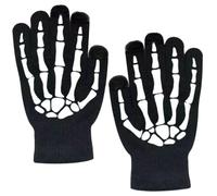 Guantes de Halloween Brillantes de Esqueleto, Dedos Completos, 1 Par | Fibra Acrílica, Antideslizantes y Visibles de Noche, Estilo Temático para Fiestas y Uso Adulto