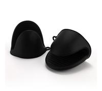 Guantes de Horno de Silicona Engrosada Agarrador de Ollas Mini Manoplas de Horno Resistentes al Calor Cubiertas de Agarre para Hornear, Cocinar, Barbacoa a la Parrilla (Negro)