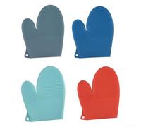 Guantes de horno de silicona para cocina y barbacoa, resistentes al calor hasta 232.2 °C, agarre antideslizante, diseño aislado grueso, aptos para lavavajillas, gris/rojo/azul/verde - uso doméstico y