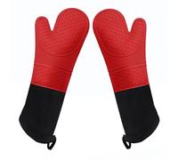 Guantes de horno de silicona profesional 1 par extra largos resistentes al calor cocina barbacoa guantes con forro de algodón acolchado
