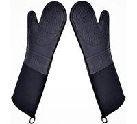 Guantes de Horno de Silicona Profesionales extralargos con Forro Acolchado, Guantes de Horno duraderos Resistentes al Calor, Guantes de Horno Resistentes al Calor, 1 par