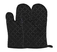 Guantes de Horno Resistentes al Calor Manopla Horno de Silicona Antideslizante Guantes de Cocina para Cocinar, Hornear, Asar, Microondas 1 Par (Negro)