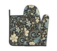 Guantes De Horno Y Agarraderas 2Pcs Flower Beige Manoplas Horno Juego | Guantes De Horno Y Agarraderas 2Pcs Suave Juego Manoplas Hornos Para Cocinar Mitts And Pot Holders