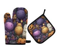 Guantes De Horno Y Agarraderas 2Pcs Flower De Calabaza De Halloween | Guantes De Horno Y Agarraderas 2Pcs Resistentes Al Calor Guante Cocina Juegos Para Cocina Manoplas Horno Juego