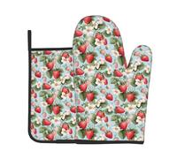Guantes De Horno Y Agarraderas 2Pcs Flower De Fresa | Guantes De Horno Y Agarraderas 2Pcs Suave Juego Manoplas Hornos Para Cocinar Manoplas Horno Juego