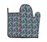 Guantes De Horno Y Agarraderas 2Pcs Flower De Fresa | Guantes De Horno Y Agarraderas 2Pcs Suave Mitts And Pot Holders Para Cocinar Juego Manoplas Hornos