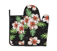 Guantes De Horno Y Agarraderas 2Pcs Flower De Hibisco | Guantes De Horno Y Agarraderas 2Pcs Grueso Guante Cocina Juegos Para Barbacoa Manoplas Horno Juego