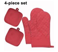 Guantes de horno y agarraderas, juego de 4 piezas, guantes de horno de silicona antideslizantes y resistentes al calor, guantes de microonda