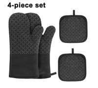 Guantes de horno y agarraderas, juego de 4 piezas, guantes de horno de silicona antideslizantes y resistentes al calor, guantes de microonda