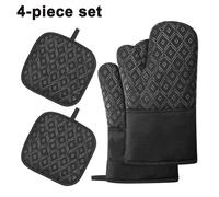 Guantes de horno y agarraderas, juego de 4 piezas, guantes de horno de silicona antideslizantes y resistentes al calor, guantes de microonda