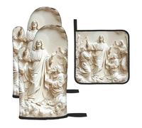 Guantes de horno y soportes para ollas tridimensionales Ascension - Juego de 3 guantes de cocina para hornear y asar