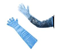 Guantes de inseminación desechables,guantes impermeables transparentes desechables,brazo largo,transparente,para inseminación artificial,exámenes veterinarios,Azul,8 piezas