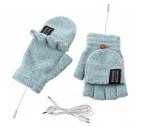 Guantes de invierno con calefacción USB con puntas de los dedos plegables, distribución eficiente del calor desde la palma hasta el dorso de las manos, para uso diario (verde)