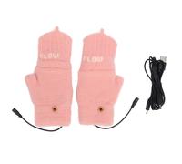 Guantes de invierno con calefacción USB, de punto de algodón lavables, para mujer. Guantes sin dedos USB con dedos plegables, compatibles co