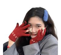 Guantes de invierno con patrón de gatos de moda con dedos táctiles, guantes de mano, cómodos, resistentes al viento, para uso diario, unisex, rosso, Talla única
